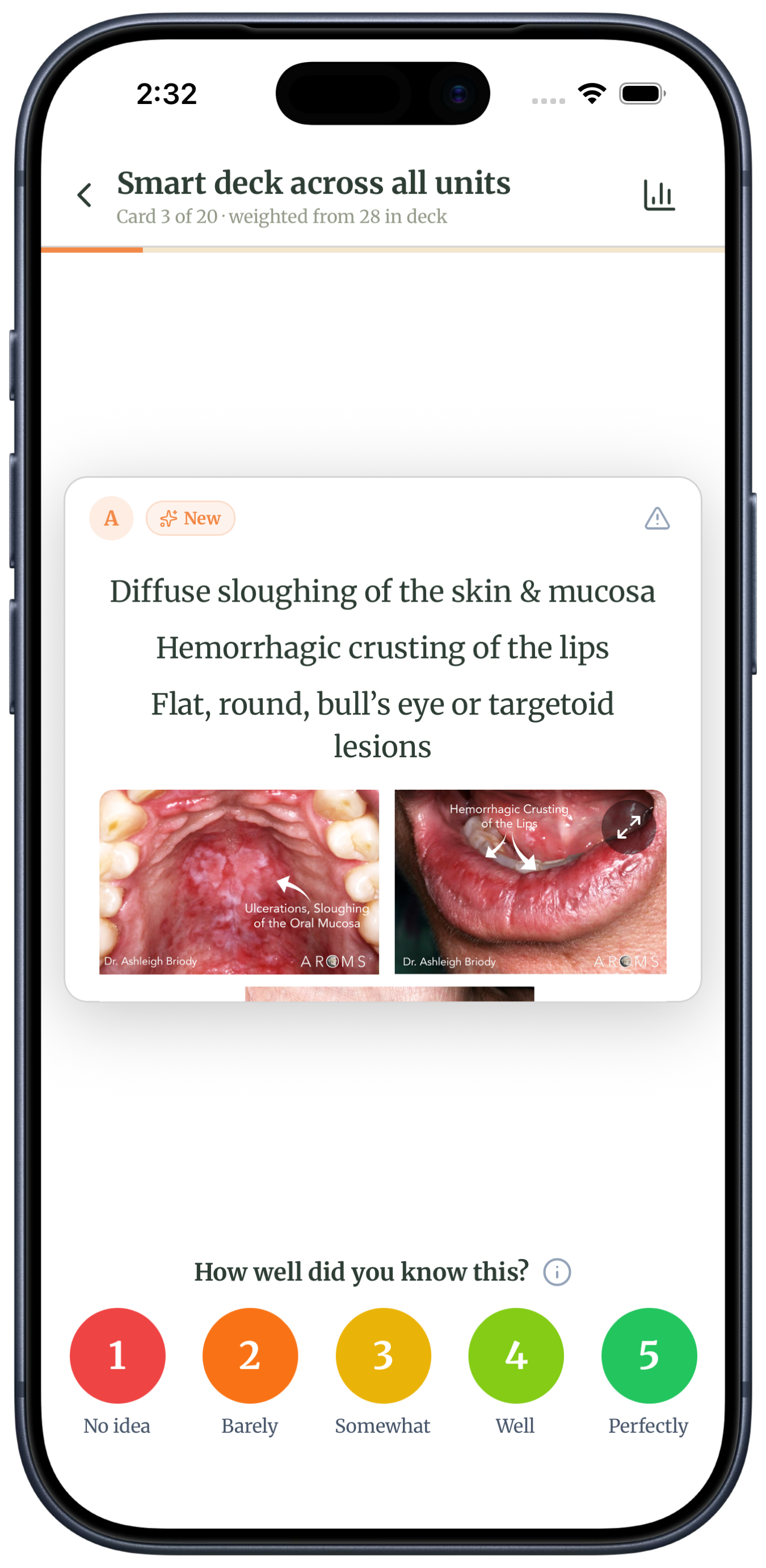 AROMS flashcard on an iPhone