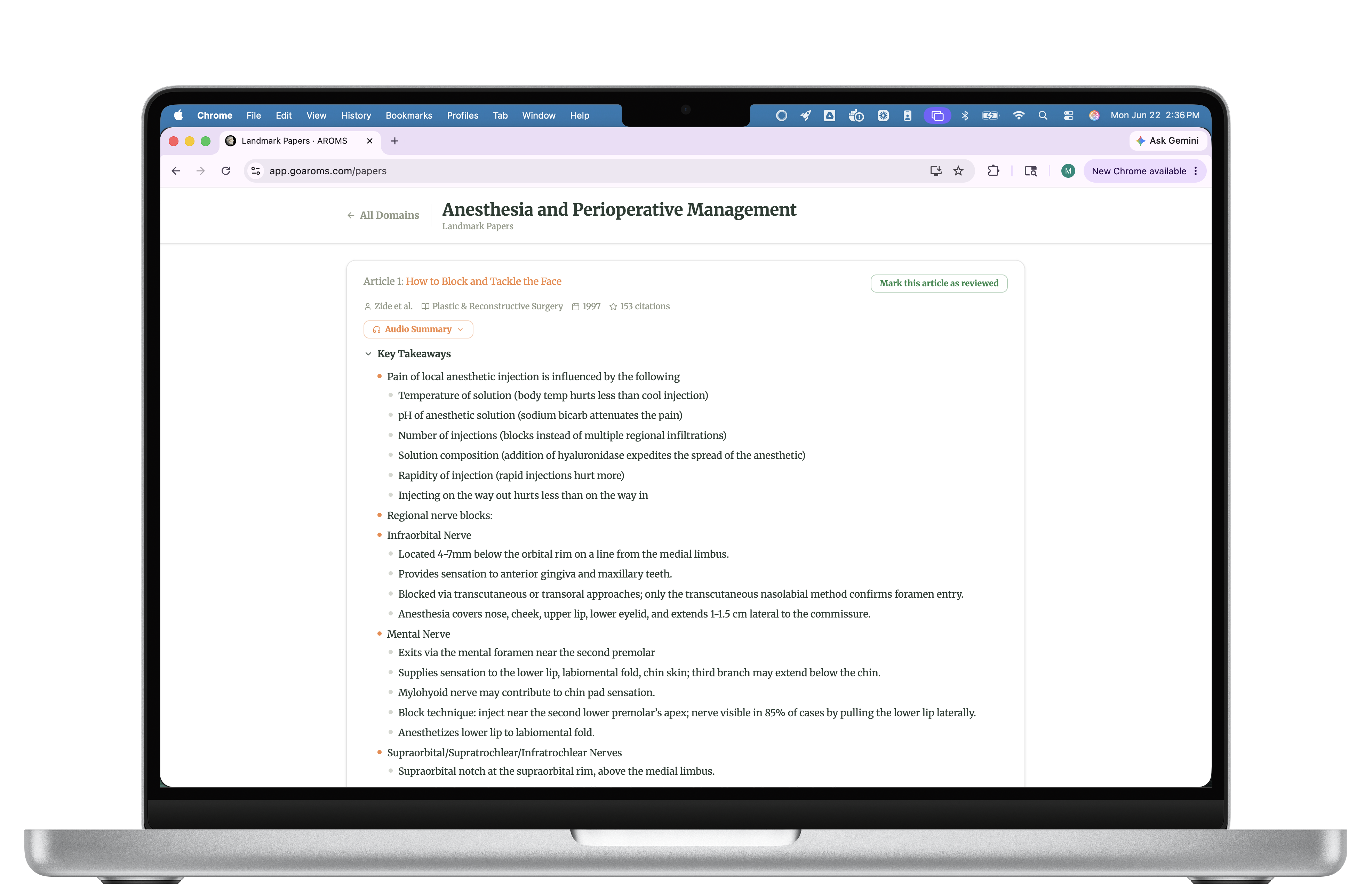 AROMS Landmark Paper Archive on a MacBook